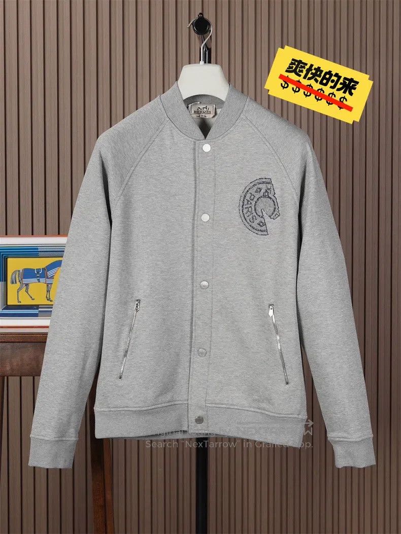 Hermes Hermes Men's Grey Baseball Jacket Size US M / EU 48-50 / 2 - 1 Thumbnail