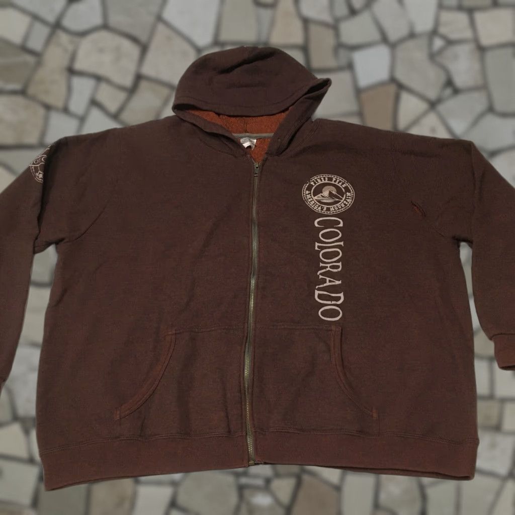 Gildan Gildan Rocky Mountains Hoodie Sweatshirt Pullover 2XL Brown Zipper hoodie Long Sleeve Men Regular 50/50 /* Size US XXL / EU 58 / 5 - 1 Thumbnail