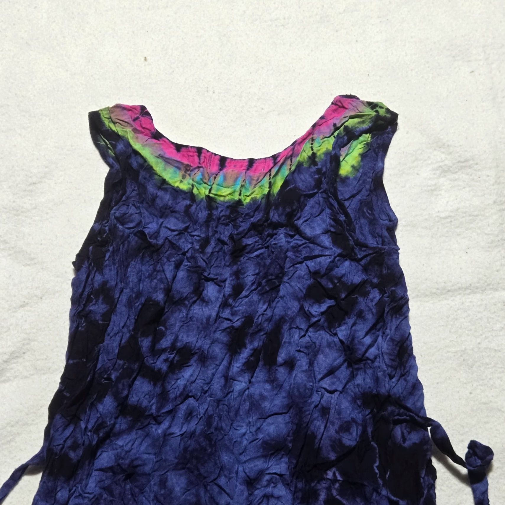 Vintage Neelam Maxi Dress Blue Stretch Slinky Mandala Smocked Beach Coastal Women Medium Dress Maxi Women Blue 2020s? Size M / US 6-8 / IT 42-44 - 2 Thumbnail