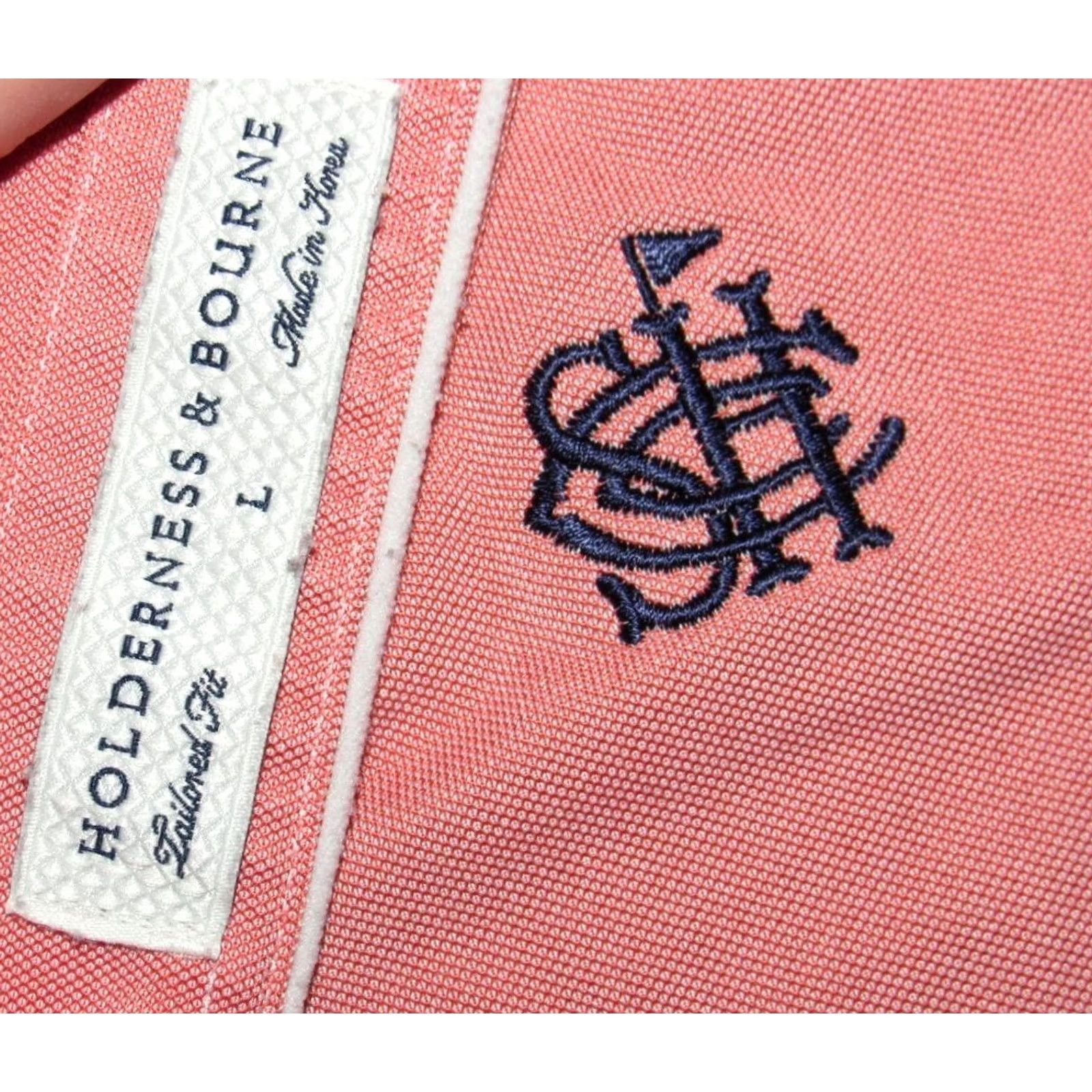 Vintage HOLDERNESS & BOURNE Short Sleeve Polo Shirt Sunset Hills Country Club Large Shirt Men L Orange Size US L / EU 52-54 / 3 - 3 Thumbnail