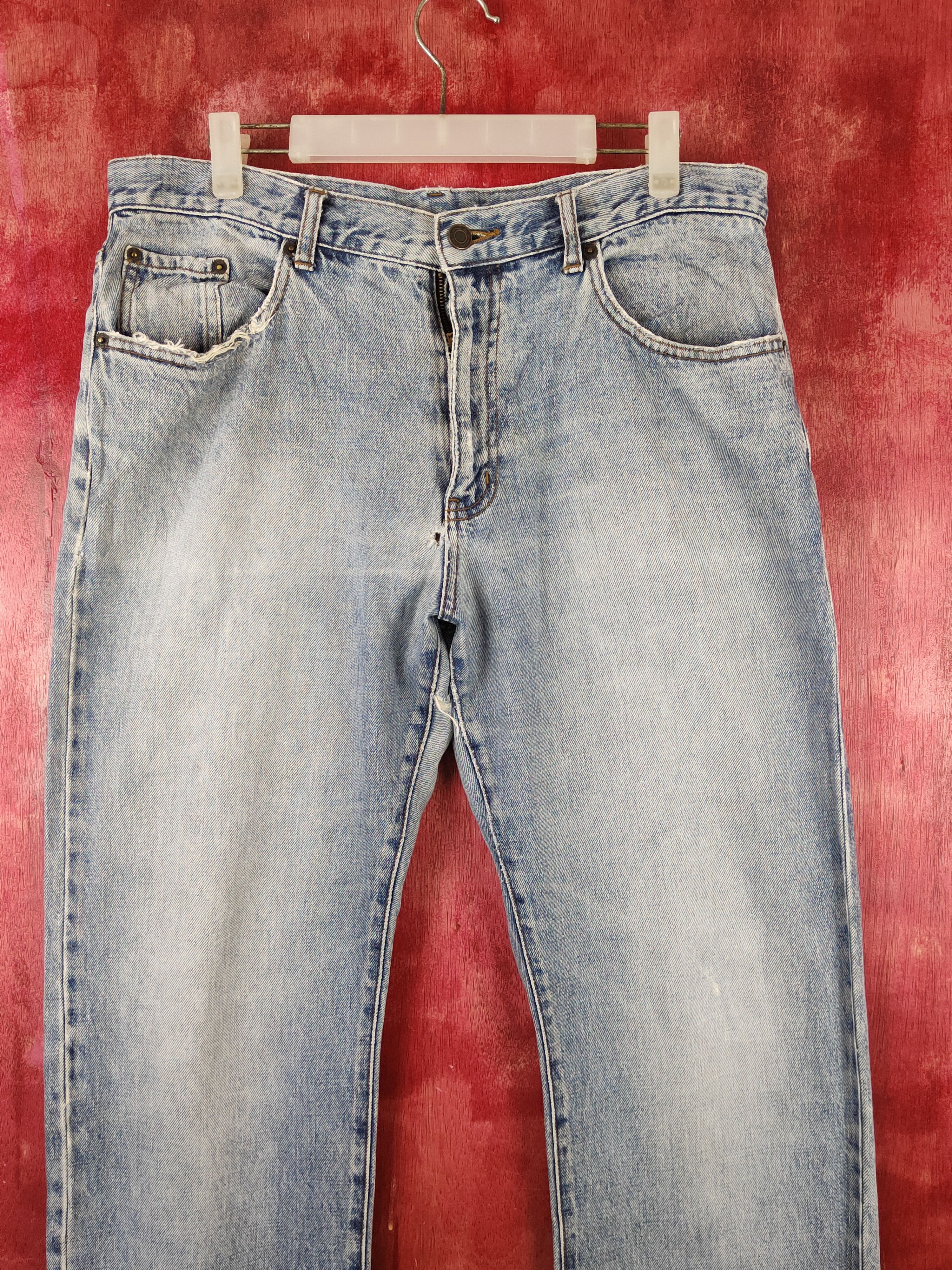 Japanese Brand Topvalu Blue Distressed Ripped Jeans #S2143 Size US 35 - 2 Thumbnail