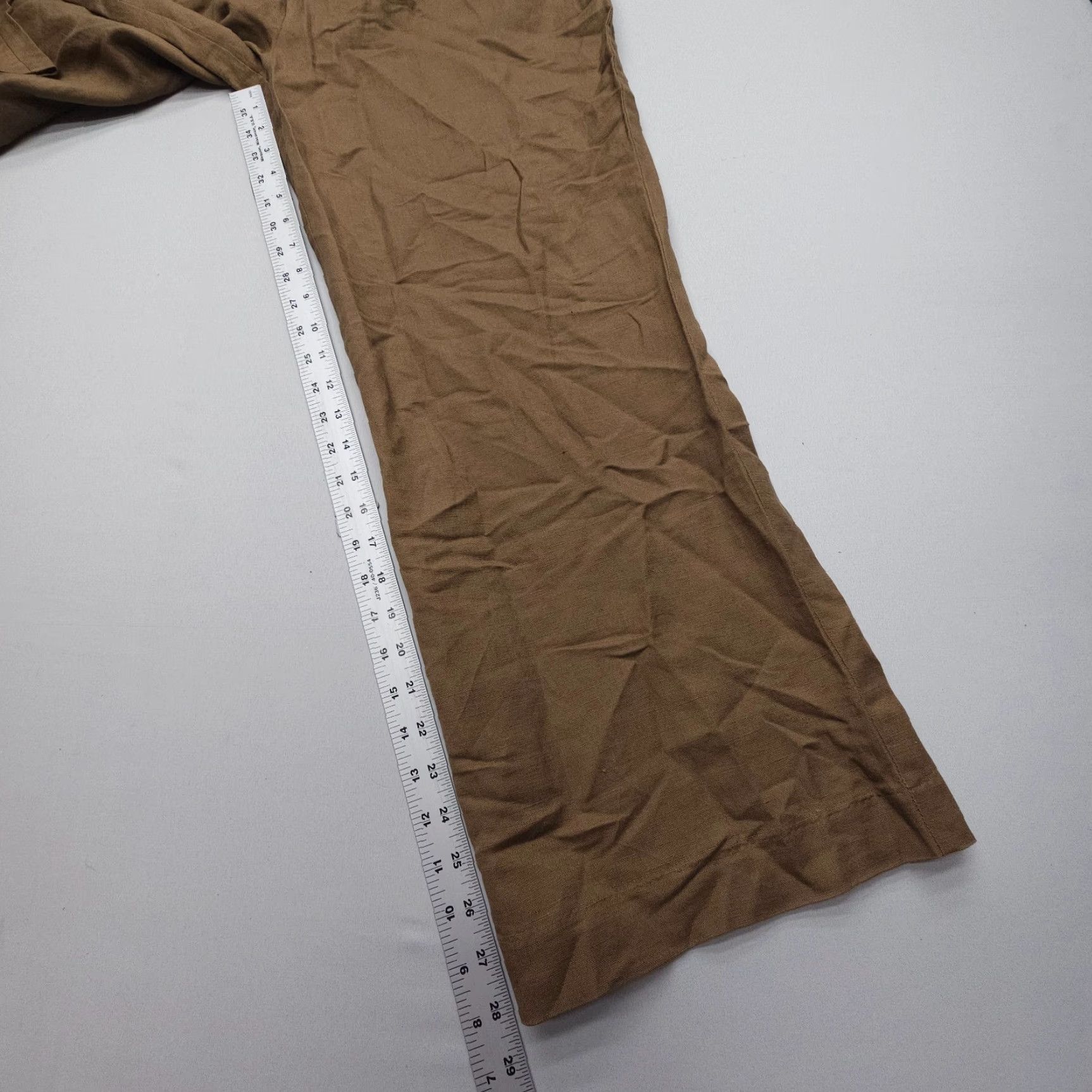 Rolla's Rolla's High Rise Pleated Straight Linen Blend Pants Womens 12 / L Brown Boho Shirt? Size 34" / US 12 / IT 48 - 4 Thumbnail