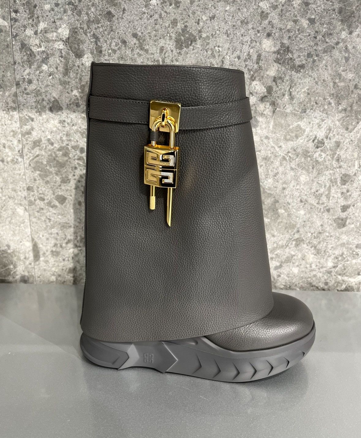 Givenchy o1w1db10325 Shark Lock Boots Biker 120mm in Denim Size US 11 / IT 41 - 3 Thumbnail