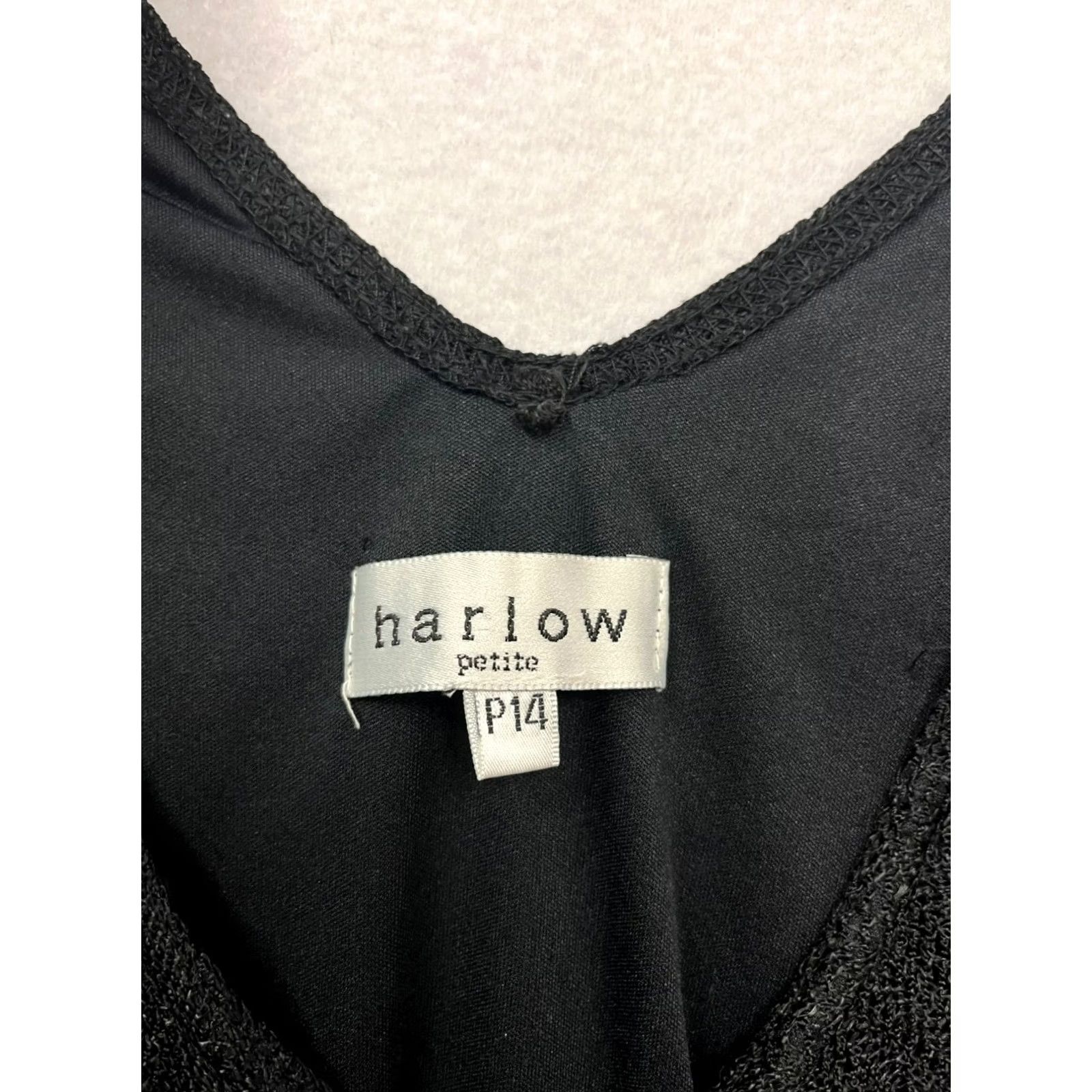 Vintage Vintage Harlow Petite Dress 80s/90s - Black Fringe 14P #6403 Size XL / US 12-14 / IT 48-50 - 3 Thumbnail
