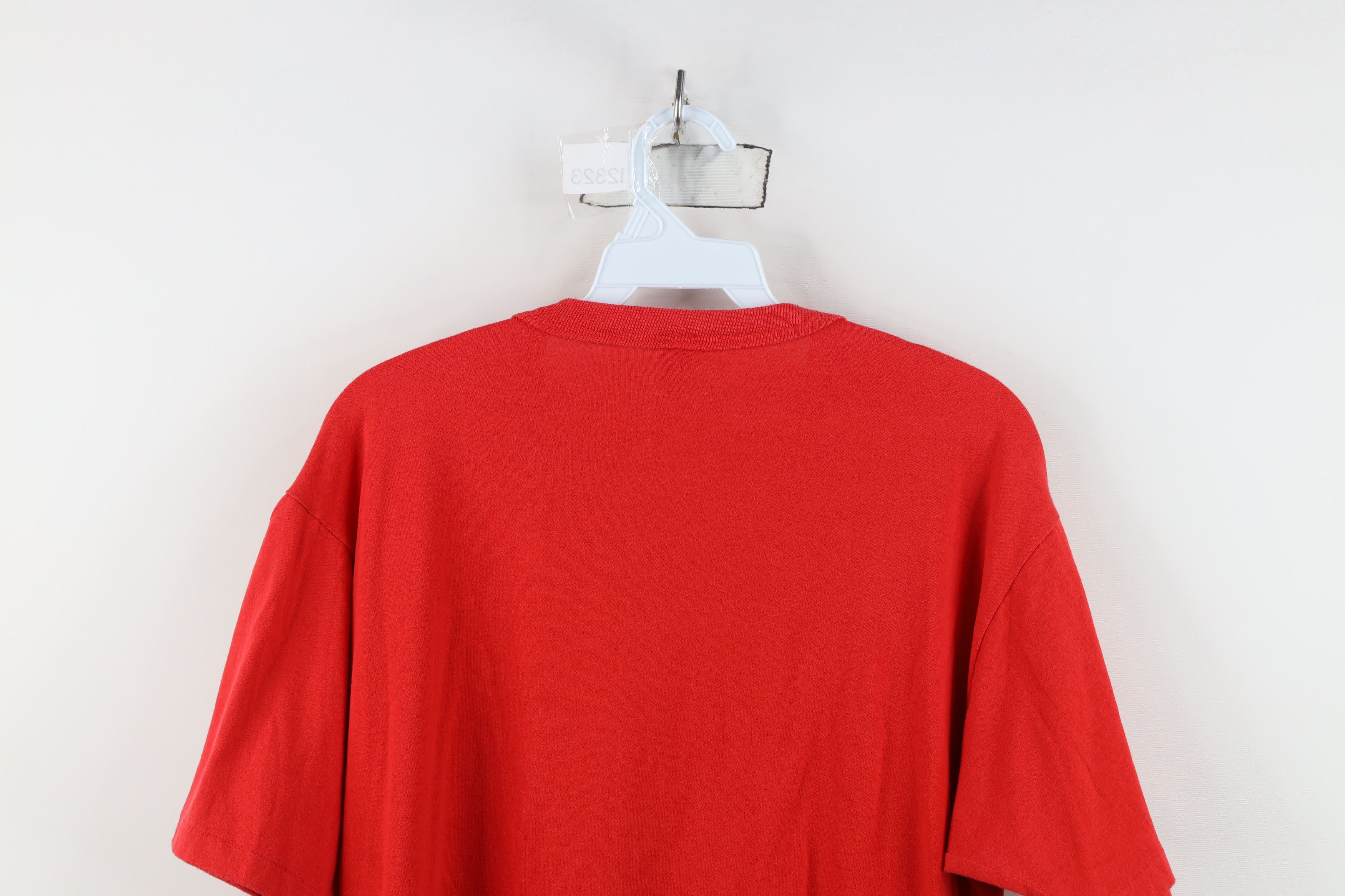Russell Athletic Vintage 80s 90s Russell Athletic Blank Knit T-Shirt Red USA Size US L / EU 52-54 / 3 - 10 Thumbnail