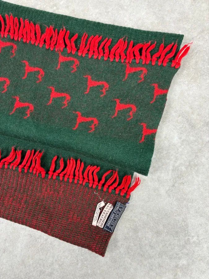 Givenchy 1990s Givenchy Green & Red Cashmere Abstract Scarf Size ONE SIZE - 9 Thumbnail
