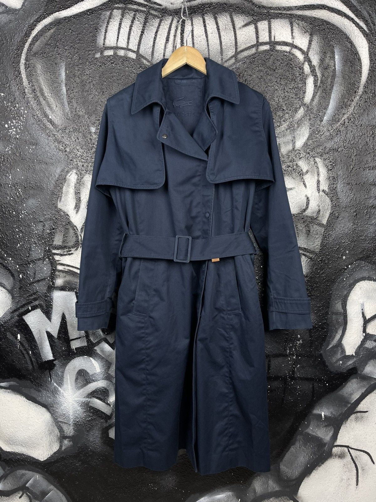 Lacoste Vintage Lacoste Dark Blue Casual Luxury Trench Coat Women’s Size L / US 10 / IT 46 - 4 Thumbnail