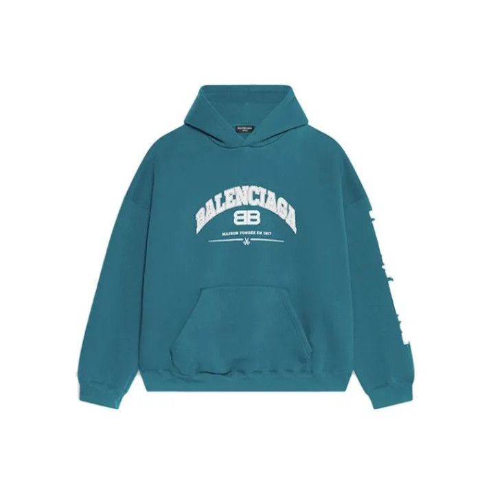 Balenciaga Blue Logo Hoodie for Men