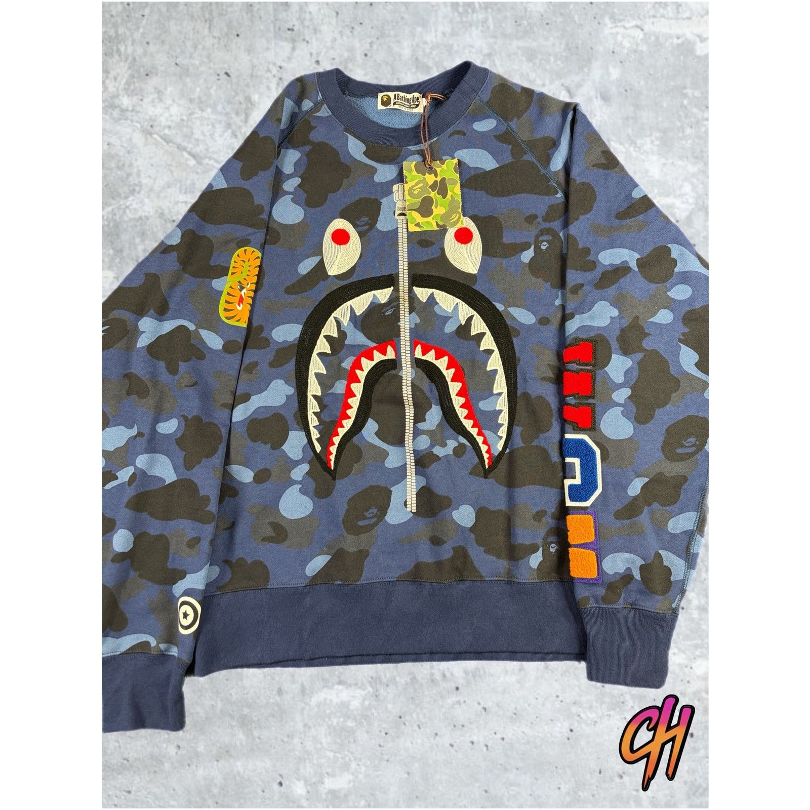 Bape BAPE Color Camo Navy Embroidery Shark Crewneck Large Size US L / EU 52-54 / 3 - 1 Thumbnail