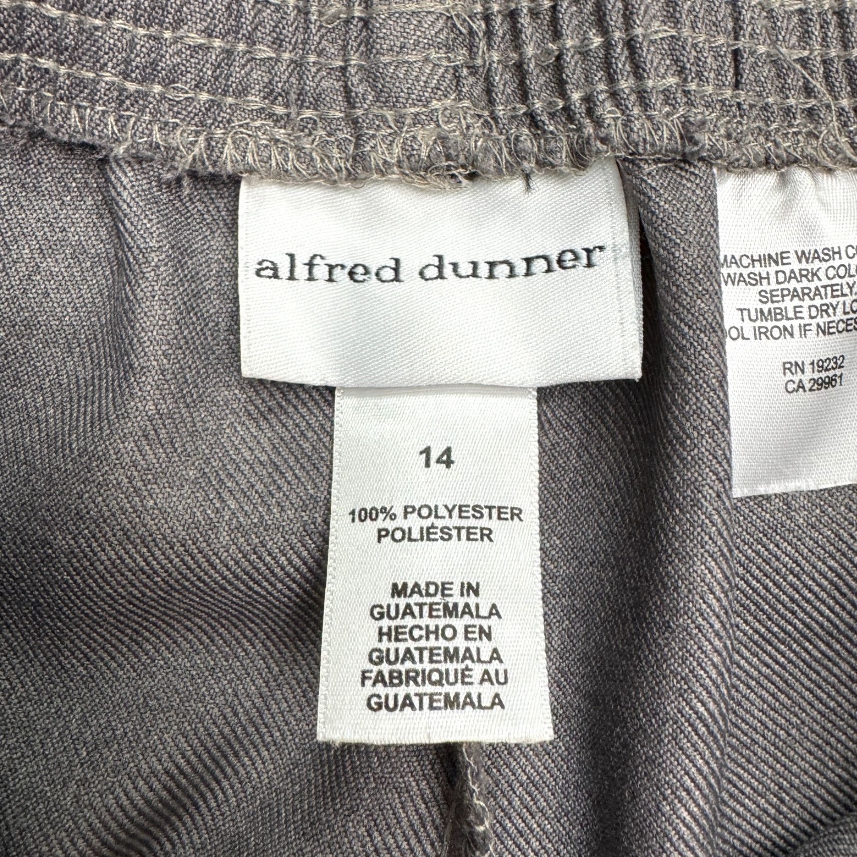 Vintage Alfred Dunner Pants Straight Leg Pull On Trouser Womens 14 Gray Elastic Waist Size 36" / US 14 / IT 50 - 5 Thumbnail