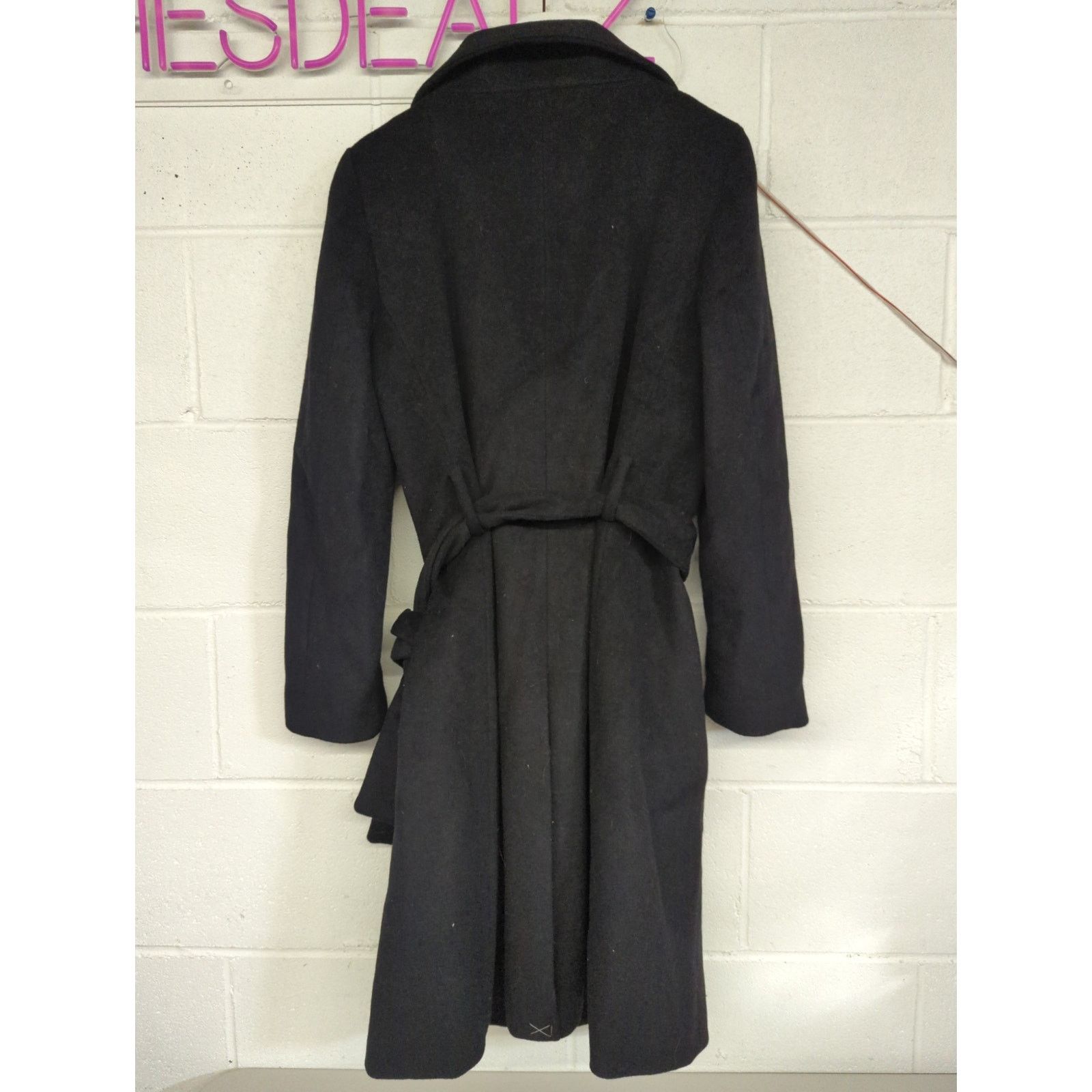 Ann Taylor New Ann Taylor Sz XS Black Wool Belted Funnel Neck Pea Coat Size XS / US 0-2 / IT 36-38 - 7 Thumbnail