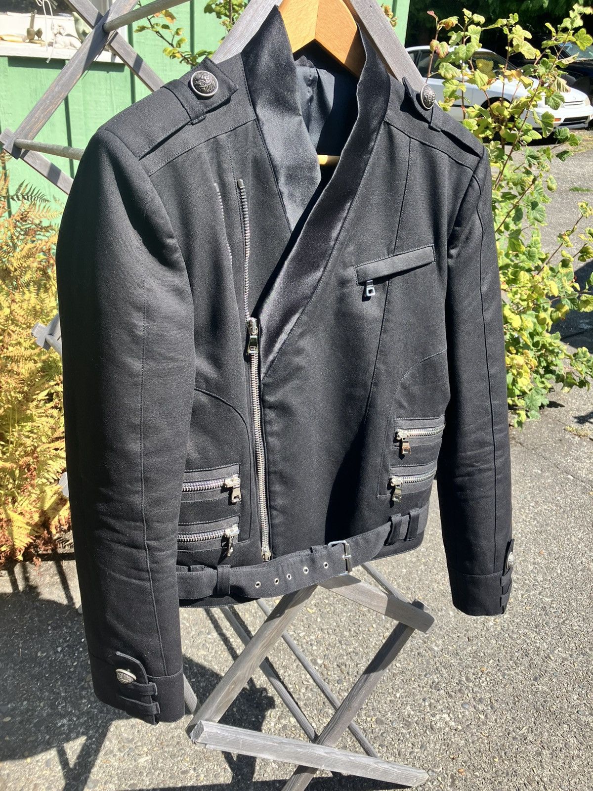 Balmain SS14 Kimono Military Biker Jacket Asymmetric Zippers Size US M / EU 48-50 / 2 - 2 Thumbnail