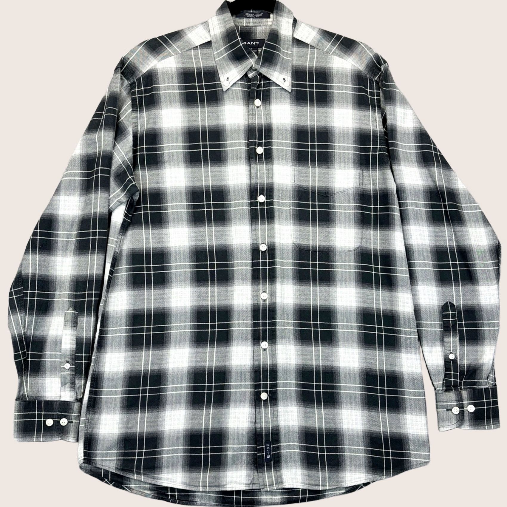 Gant VINTAGE GANT Maine Twill Shirt Mens Medium Black Grey White Check Long Sleeve Button-Down Casual Fit Size US M / EU 48-50 / 2 - 1 Thumbnail
