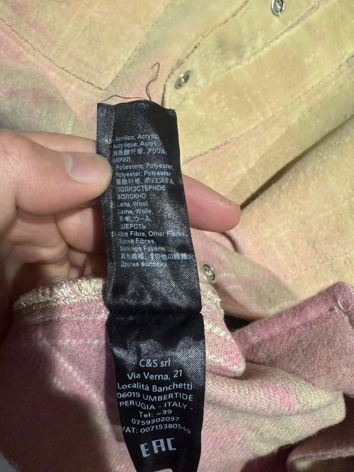 PDF PDF channel check wool overshirt pink / tan size Large Size US L / EU 52-54 / 3 - 6 Thumbnail