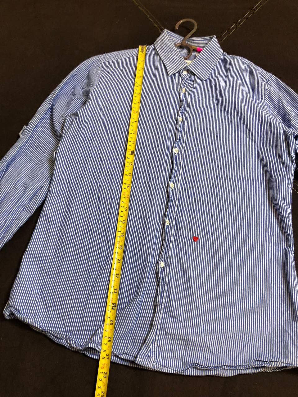 Moschino Moschino Shirt Mens Blue Stripe Red Heart Logo Size US M / EU 48-50 / 2 - 8 Thumbnail
