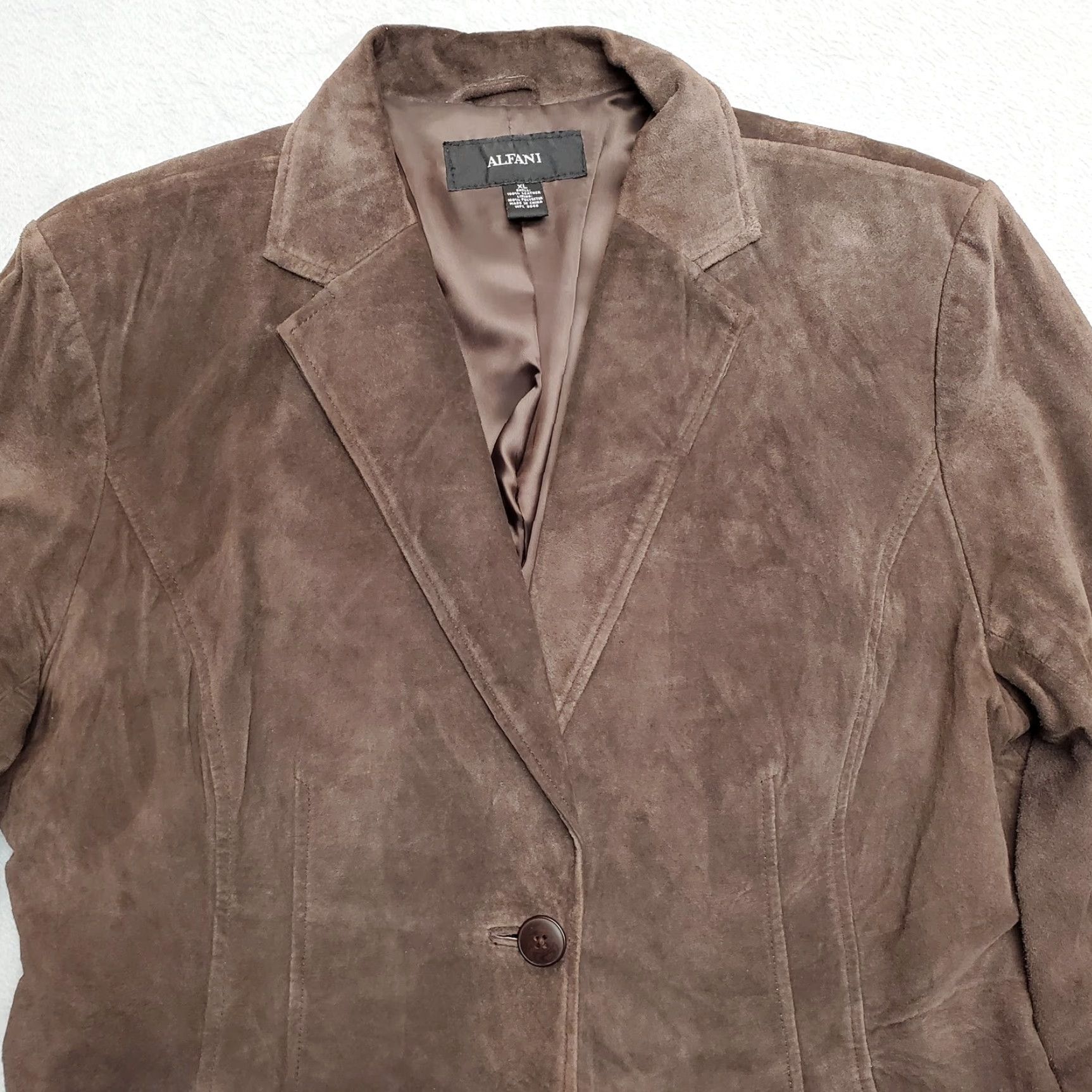 Alfani Alfani Blazer Womens XL Brown Leather Casual Professional Lined Jacket Size XL / US 12-14 / IT 48-50 - 4 Thumbnail