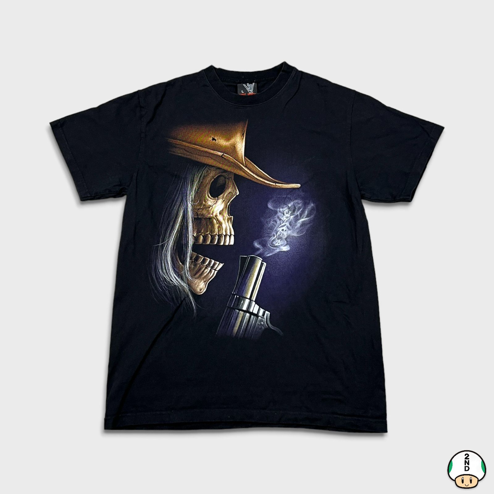 Vintage Vintage Skull Cowboy T Shirt Large Double Sided Graphic Tee Size US L / EU 52-54 / 3 - 1 Thumbnail