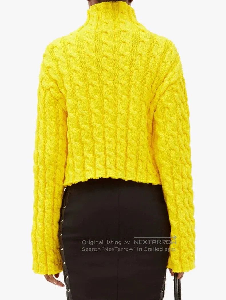 Balenciaga Short Cable Knit Sweater XS Yellow