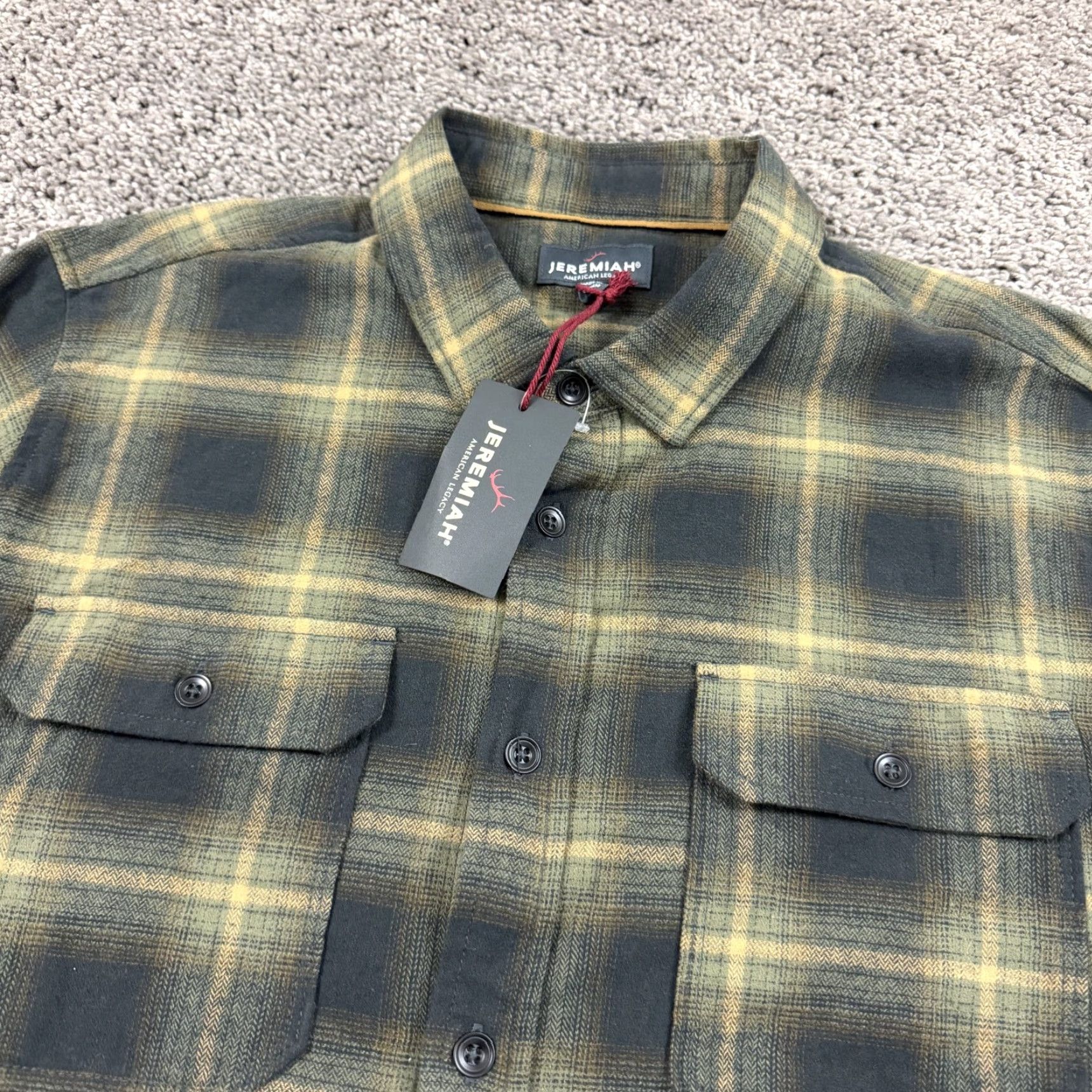 Vintage Jeremiah Shirt Mens Large L Green Plaid Flannel Long Sleeve Button-Up Pockets Outdoor Casual Workwear Size US L / EU 52-54 / 3 - 2 Thumbnail