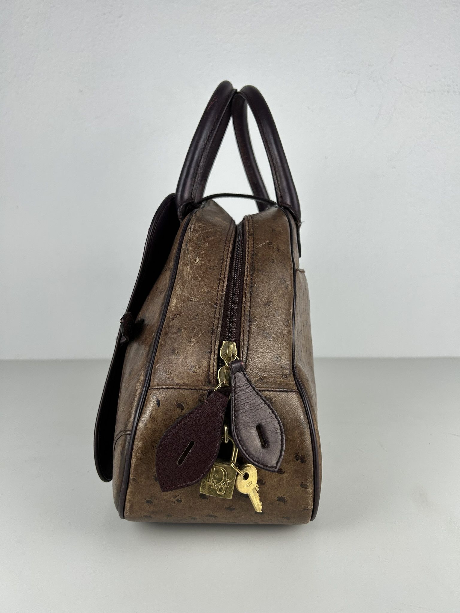 Dior 2000 Dior by John Galliano double saddle leather bowling bag Size ONE SIZE - 3 Thumbnail