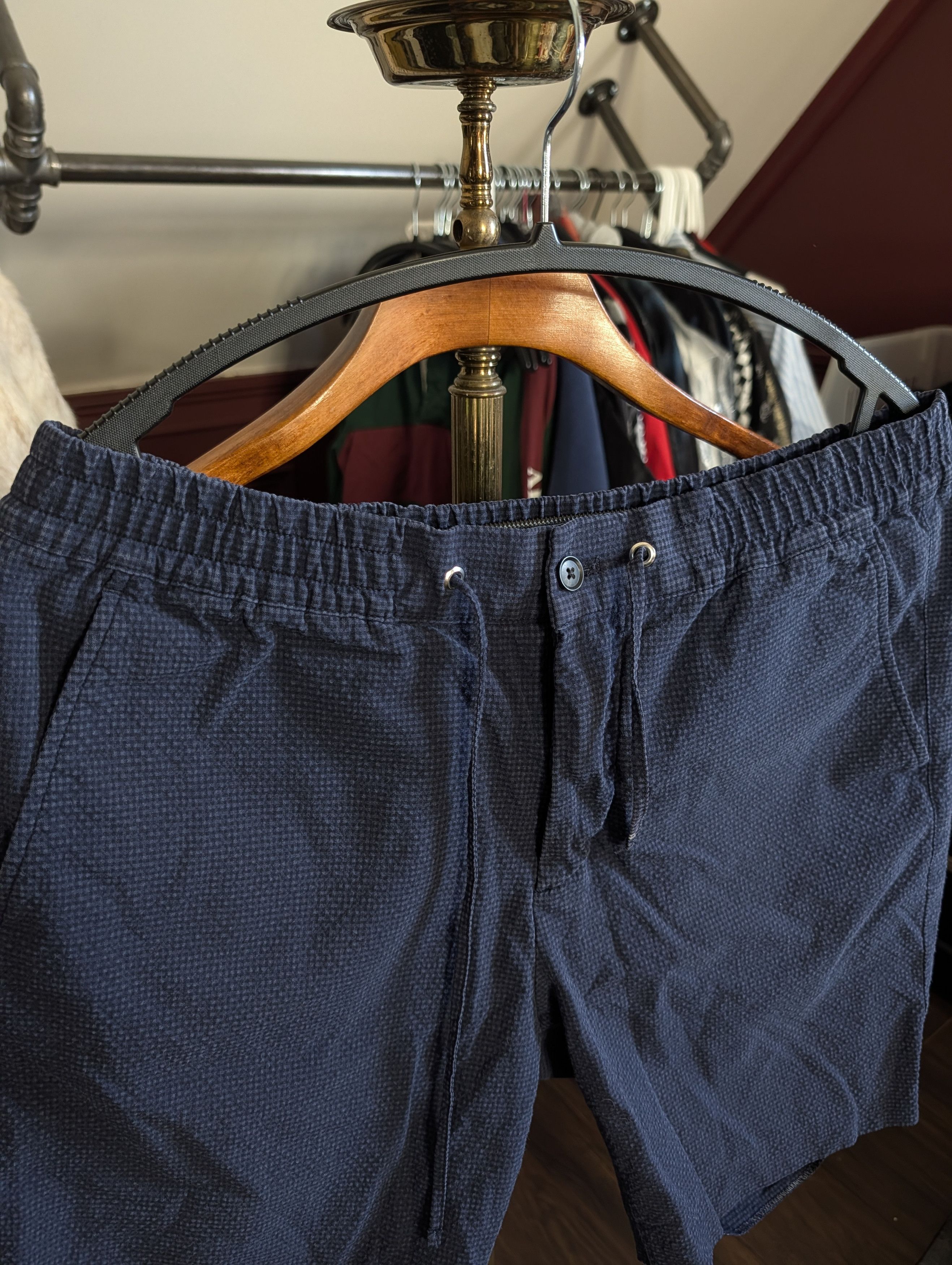 NN07 Dark blue seersucker check patterned shorts sz 34 Size US 34 / EU 50 - 2 Thumbnail
