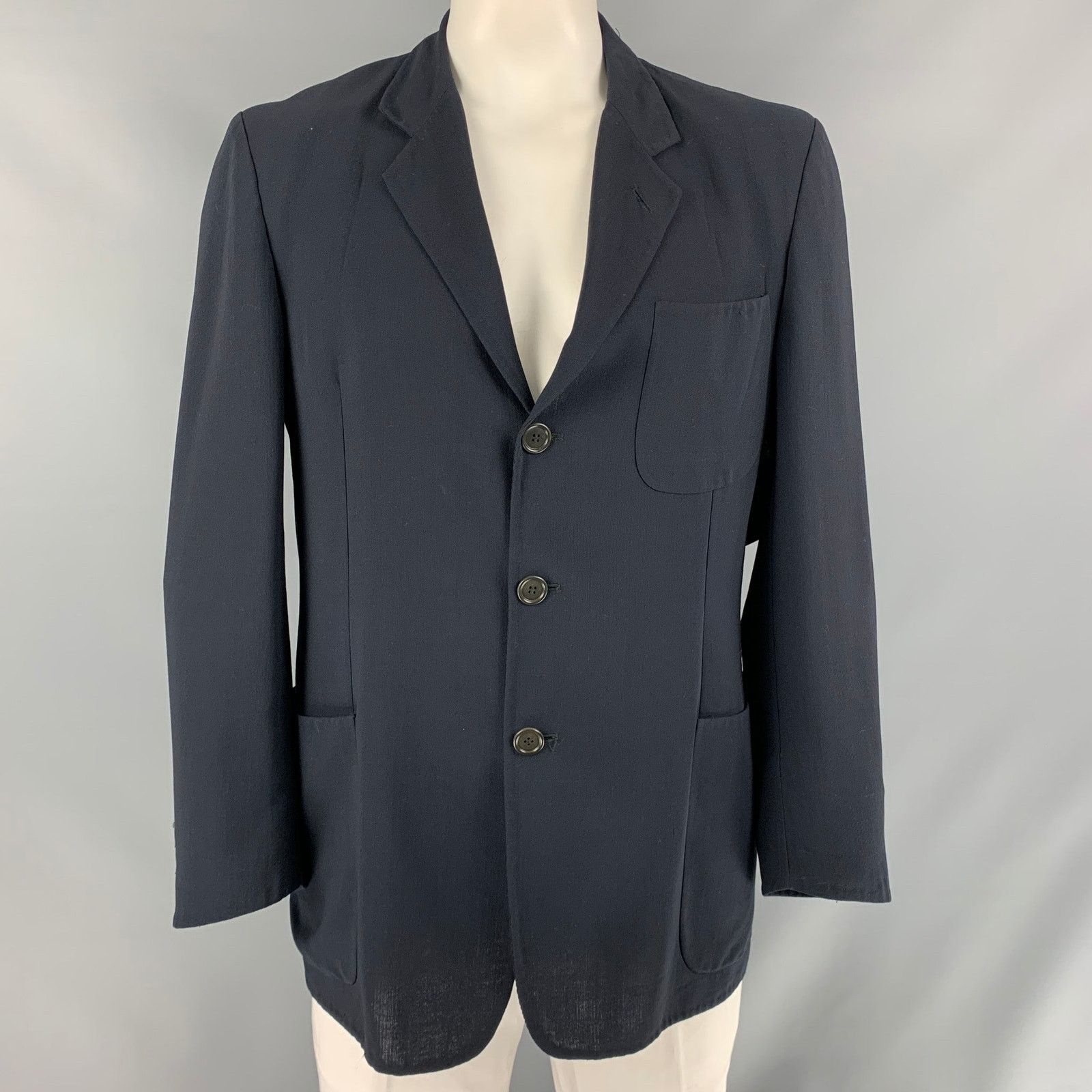 Ermenegildo Zegna Size 44 Navy Solid Single breasted Sport Coat Size 44R - 1 Thumbnail