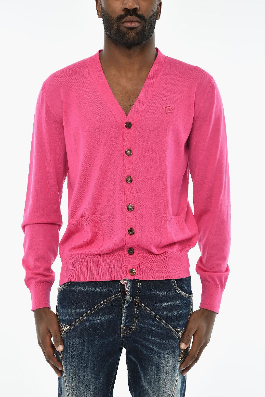 Dsquared2 Virgin Wool V-Neck Cardigan Size US M / EU 48-50 / 2 - 1 Thumbnail