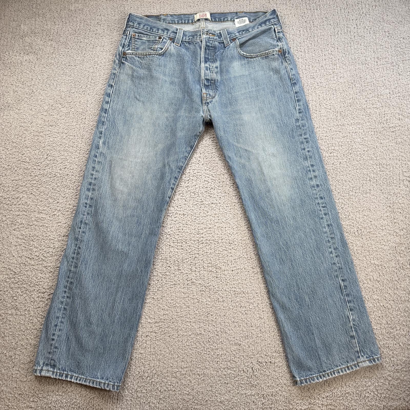 Levi's Levis 501 Jeans Mens 38x30 Blue Light Wash Straight Leg Size US 38 / EU 54 - 1 Thumbnail