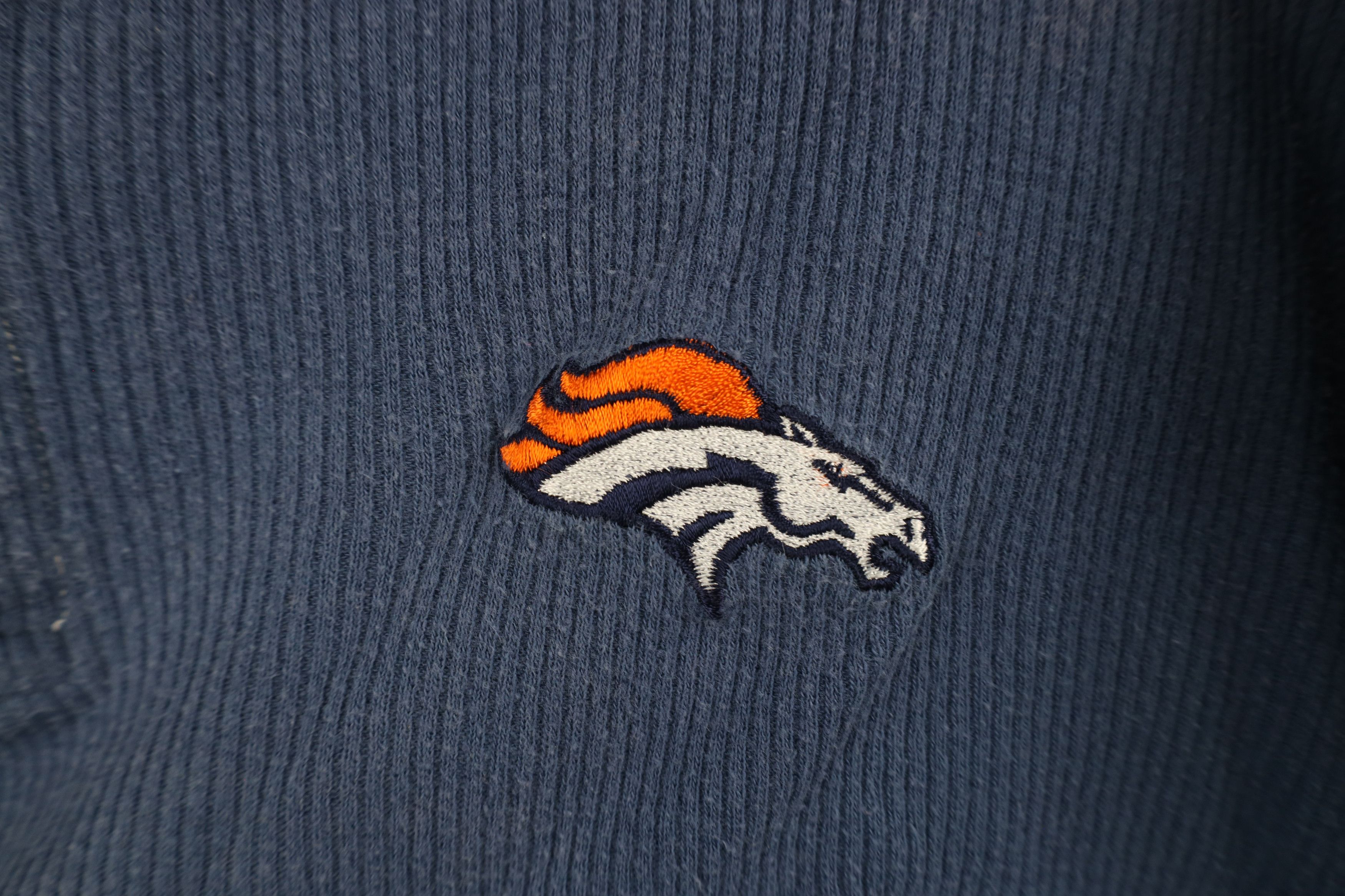 Vintage Vintage 90s Broncos Football Ribbed Knit Henley T-Shirt Size US L / EU 52-54 / 3 - 4 Thumbnail