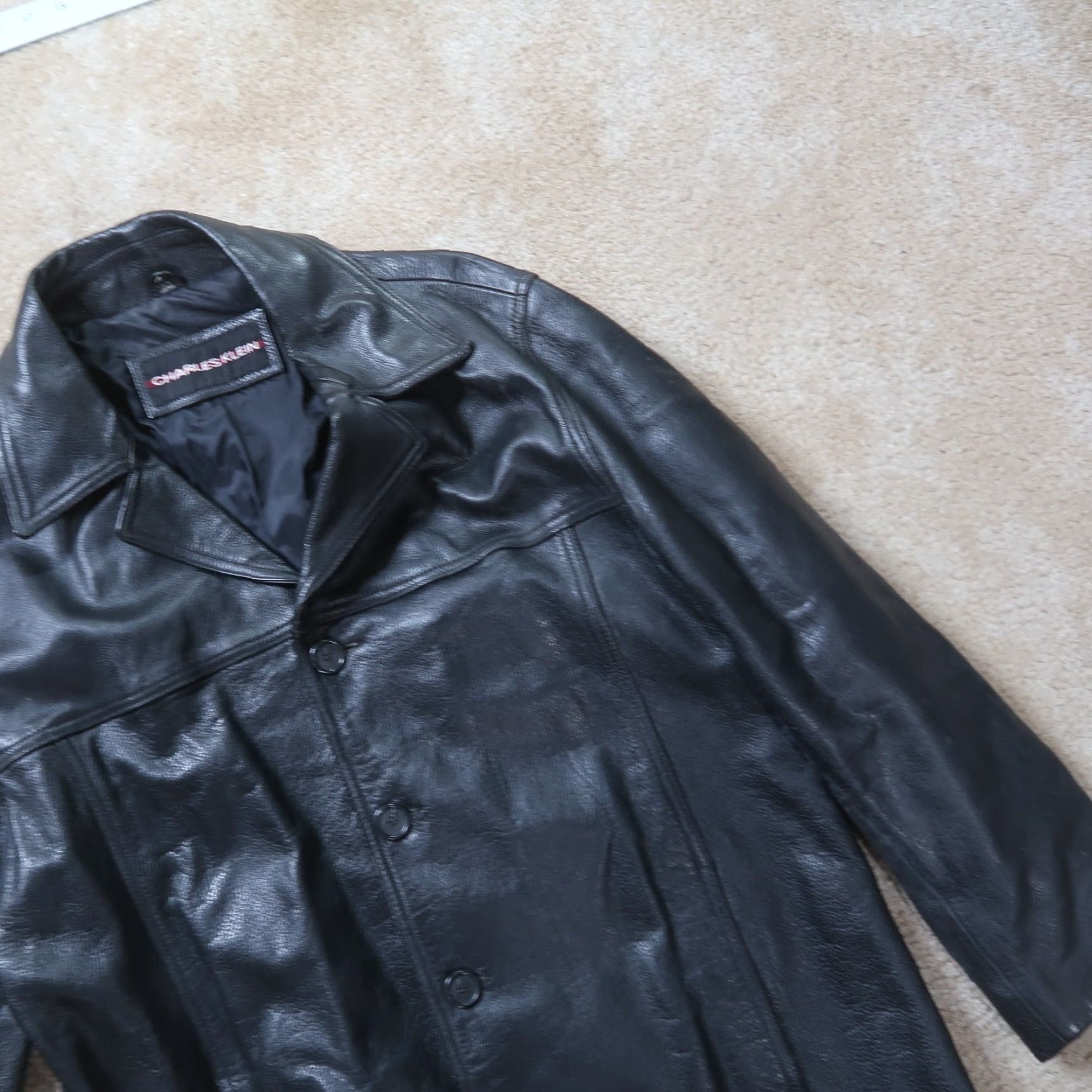 Vintage VINTAGE Charles Klein Leather Coat Mens Medium Button Front Jacket Lined Back Size US M / EU 48-50 / 2 - 7 Thumbnail