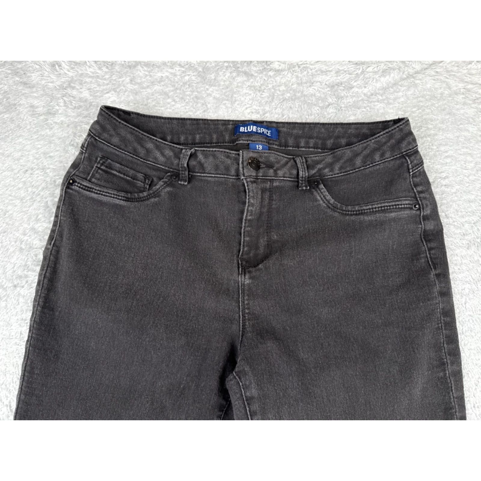 Vintage Blue Spice Jeans Juniors 13 Black Denim Skinny Mid Rise Cotton Blend 30x27 Size 34" / US 12 / IT 48 - 4 Thumbnail