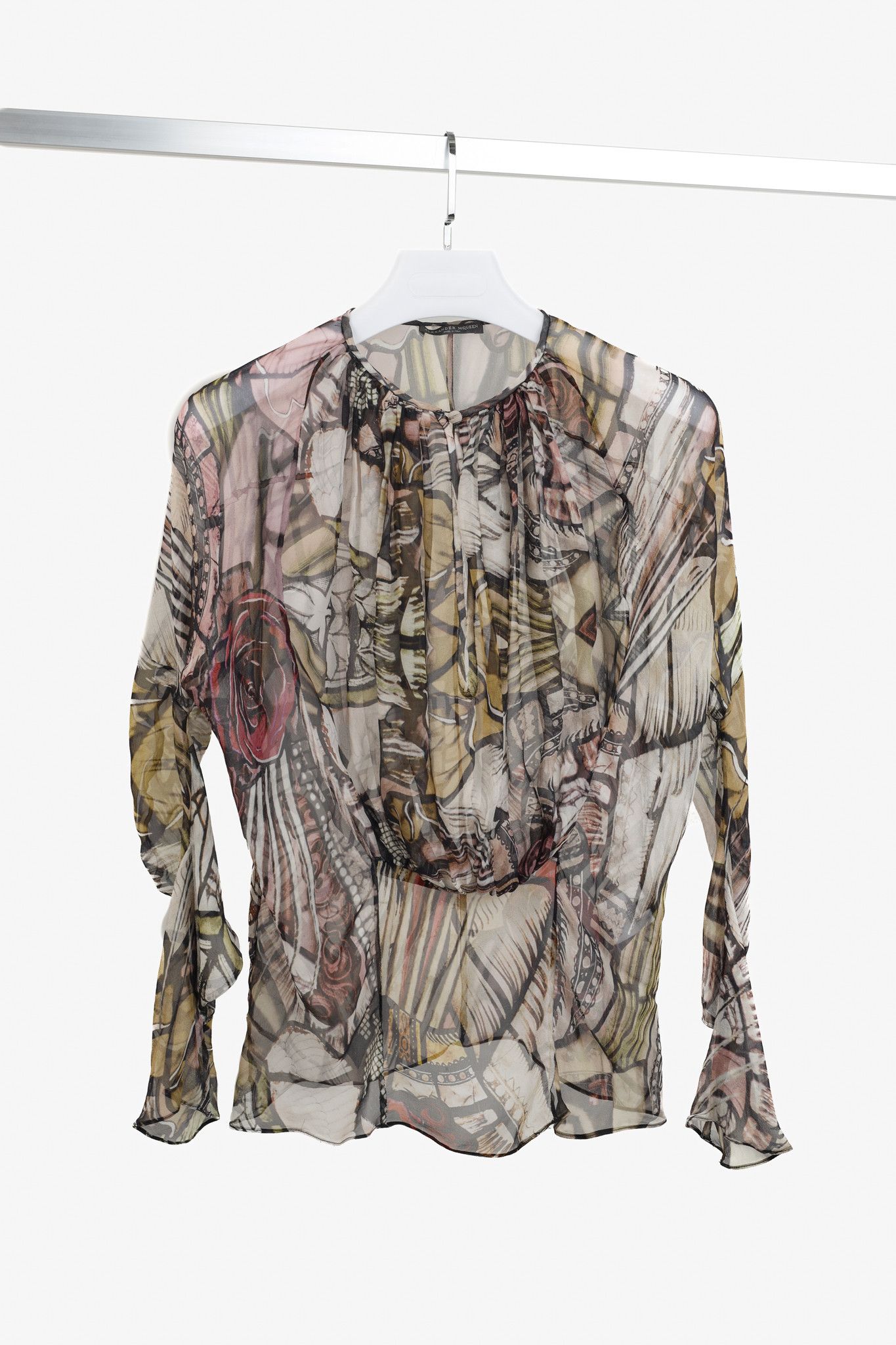 Alexander McQueen Alexander McQueen Stained Glass Floral Pinks Silk Blouse Size M / US 6-8 / IT 42-44 - 1 Thumbnail