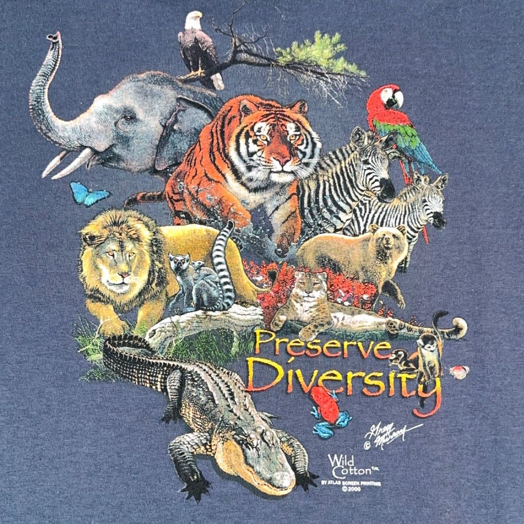 Vintage VINTAGE Bear Cub Shirt Adult EXTRA LARGE Blue Nature Diversity Art USA Made Y2K Size US XL / EU 56 / 4 - 5 Thumbnail