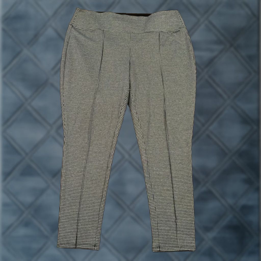 Apt. 9 Apt 9 Pants Womens XL Gray Houndstooth Pull On Skinny Ankle Size 40" / US 18 - 1 Thumbnail