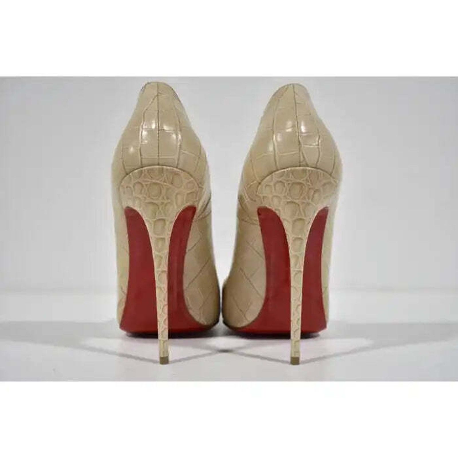 Christian Louboutin So Kate 120 Nougat Nude Calf Ali Croc Pointed Heel Pump 40 Size US 10 / IT 40 - 11 Thumbnail