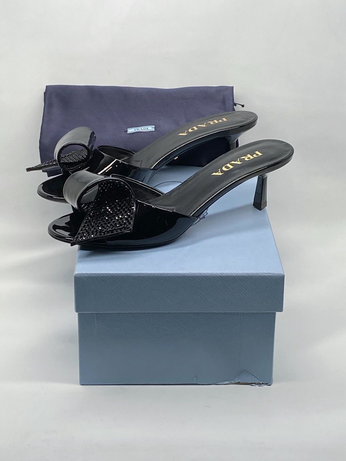 Prada Prada Patent leather Crystal embellished sandals size 38.5 Size US 8.5 / IT 38.5 - 13 Thumbnail