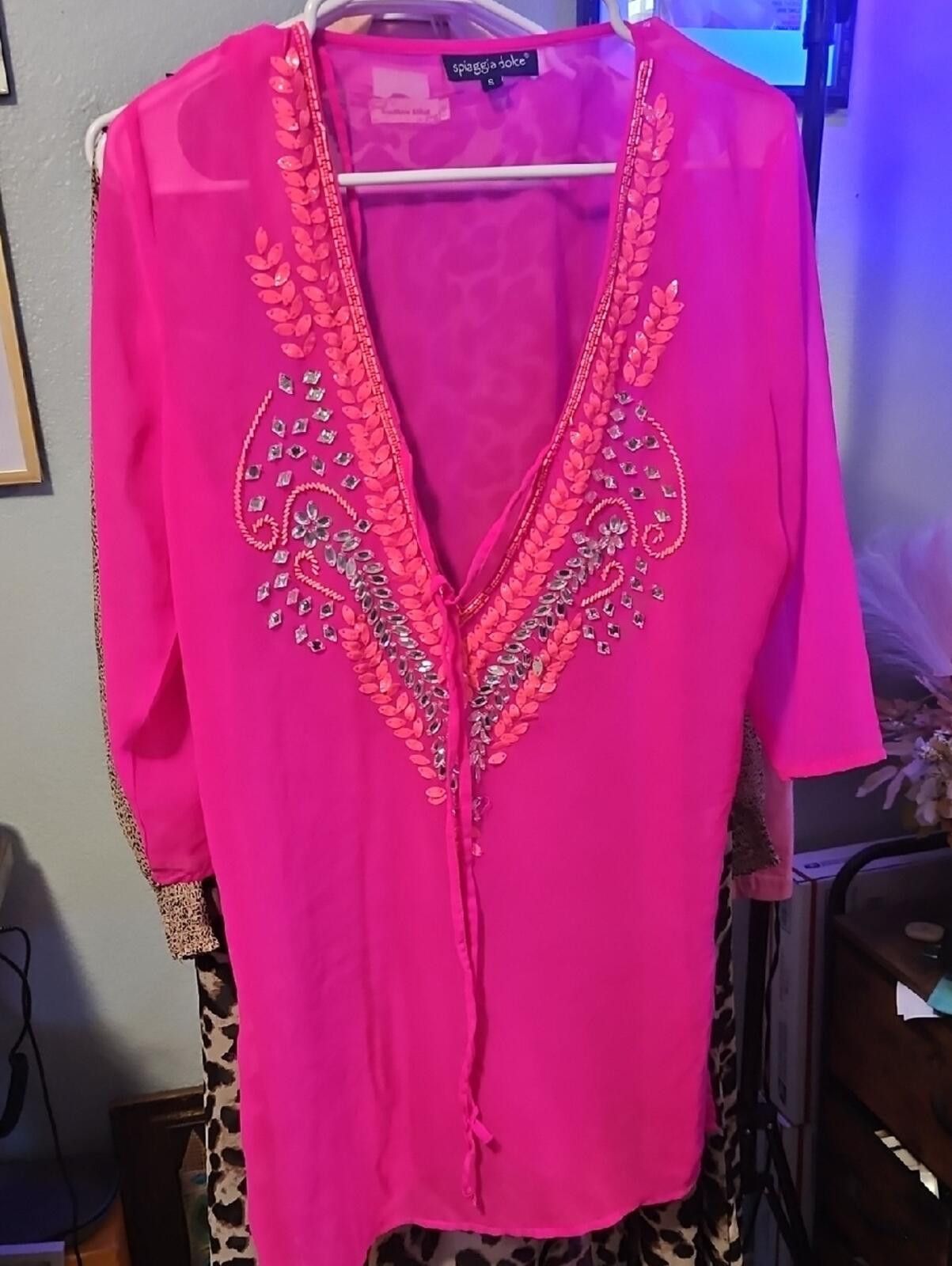 Other Spiaggia Dolce Pink Leopard Print Tunic Size S / US 4 / IT 40 - 1 Thumbnail