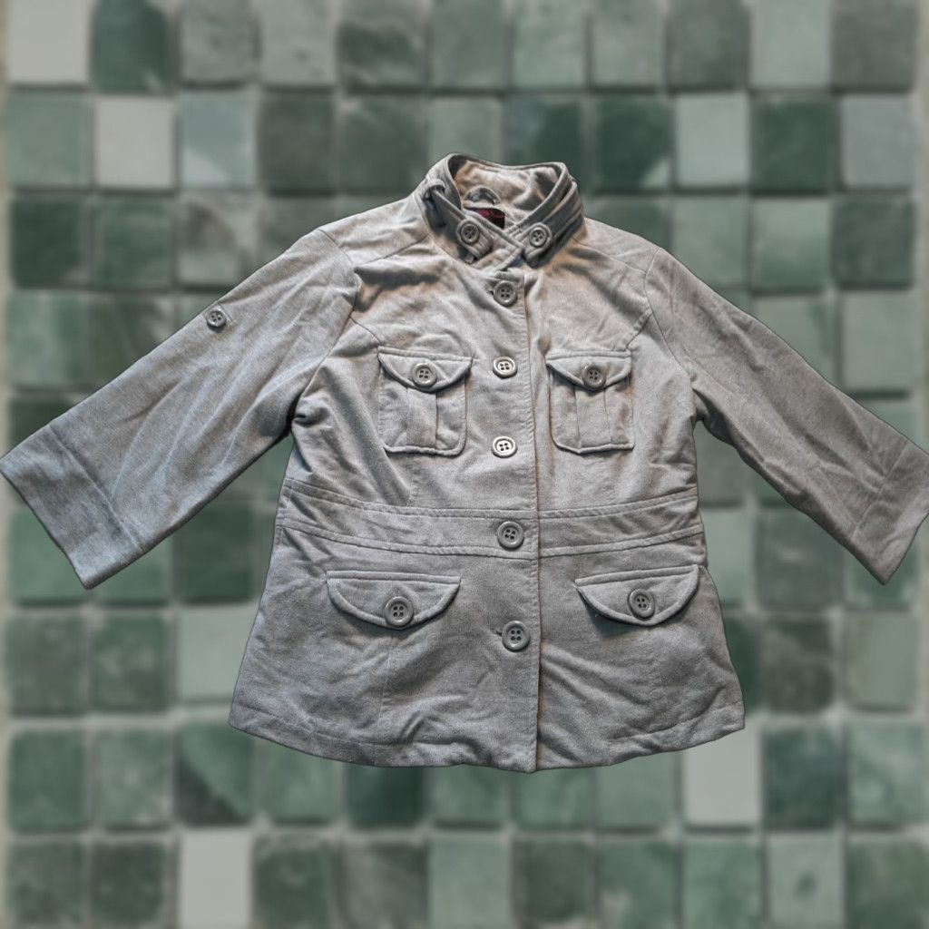 New Look NEW LOOK Womens Jacket L 3/4 Sleeve Gray Cotton 4 Pocket Casual Workwear Formal Party/Cocktail Travel Shirt? Size L / US 10 / IT 46 - 1 Thumbnail