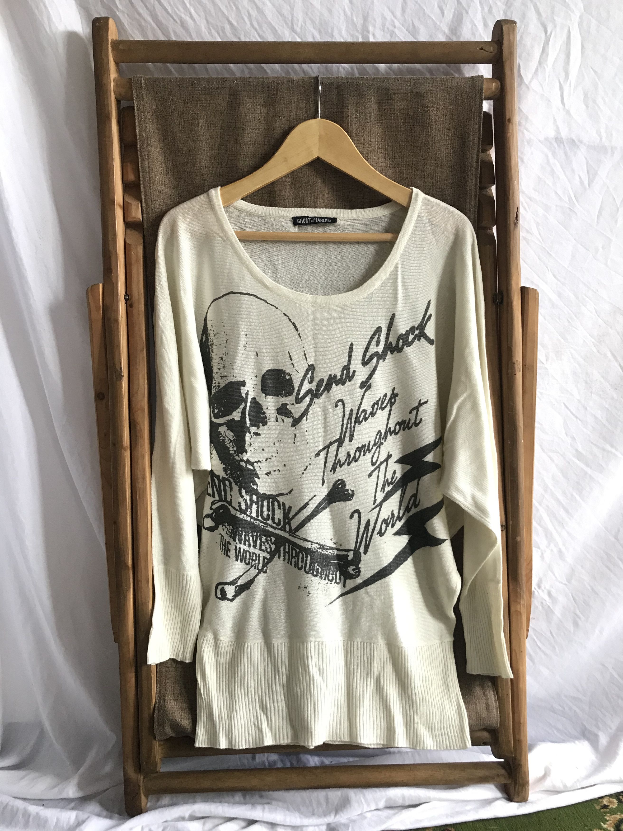 If Six Was Nine × Japanese Brand × Le Grande Bleu (L.G.B.) Ghost of Harlem - Skull Poem Knitted Lightweight Longsleeve Size L / US 10 / IT 46 - 1 Thumbnail