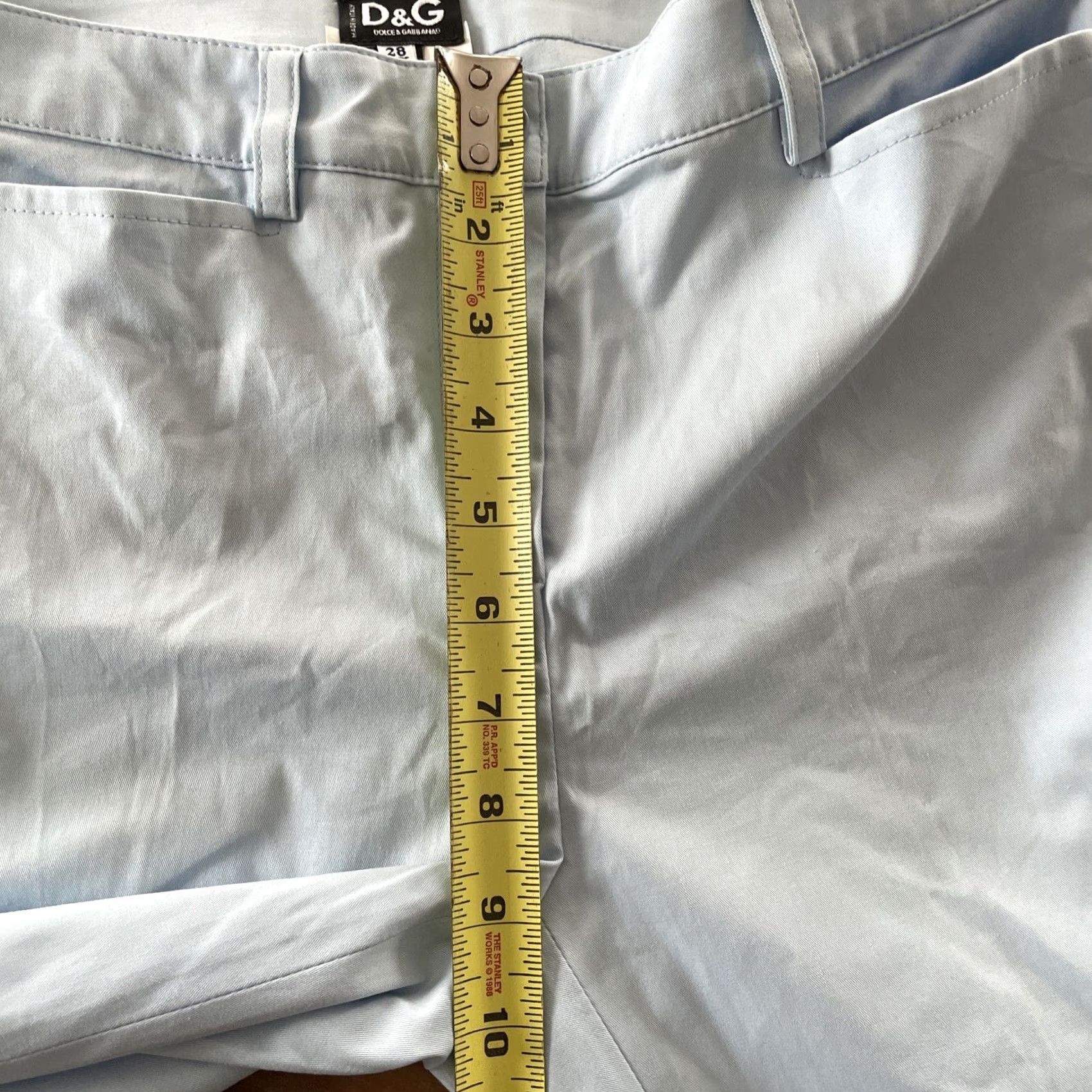 Dolce & Gabbana VINTAGE Dolce&Gabbana Capri Pants Womens 28 Light Blue Twill Solid 80s 90s Retro Designer City Comfort Crop Straight Jeans/Formal/Workwear Womens Size 28" / US 6 / IT 42 - 6 Thumbnail