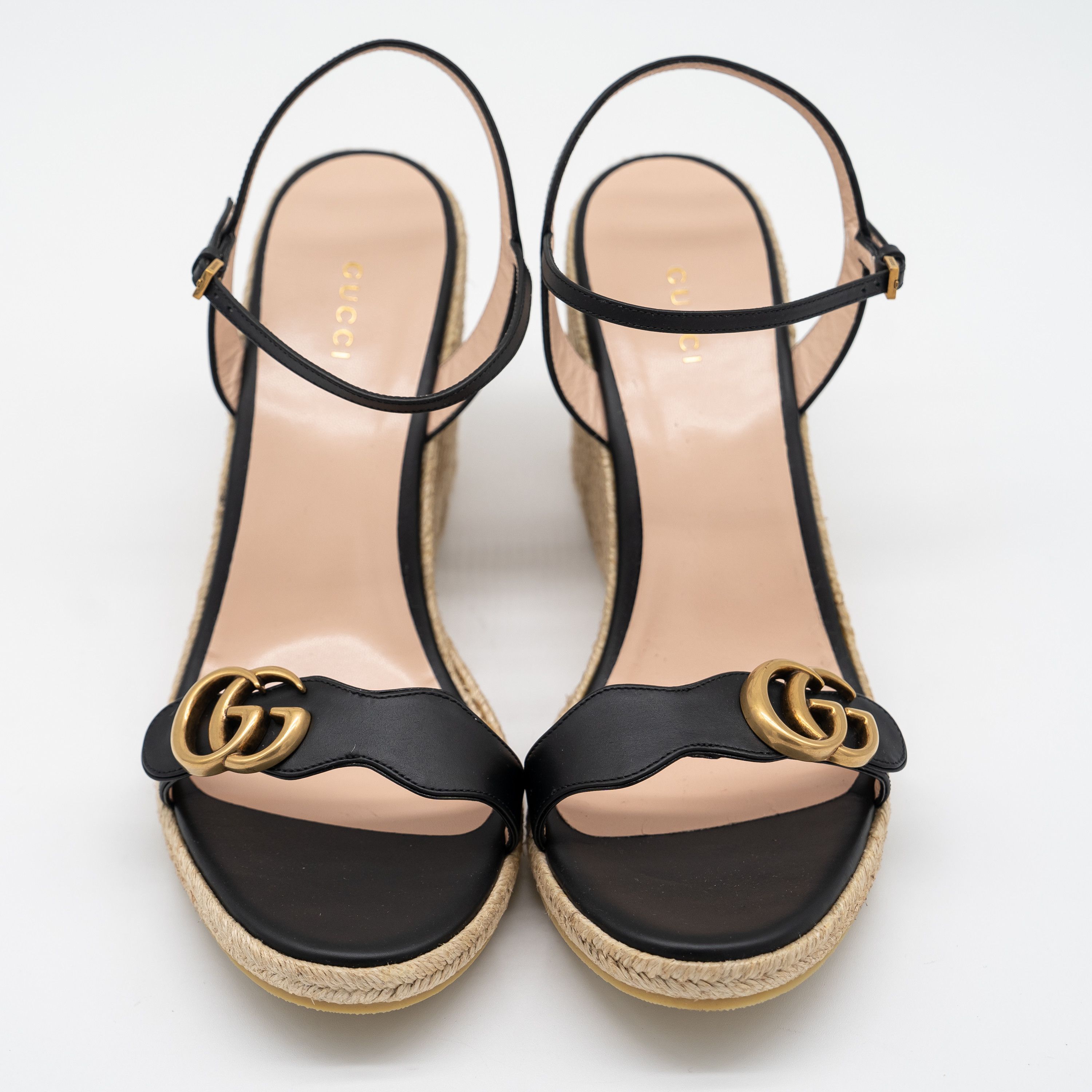 Gucci 12 US Gucci GG Marmont Wedge Espadrille Sandals Black Size US 12 / IT 42 - 3 Thumbnail