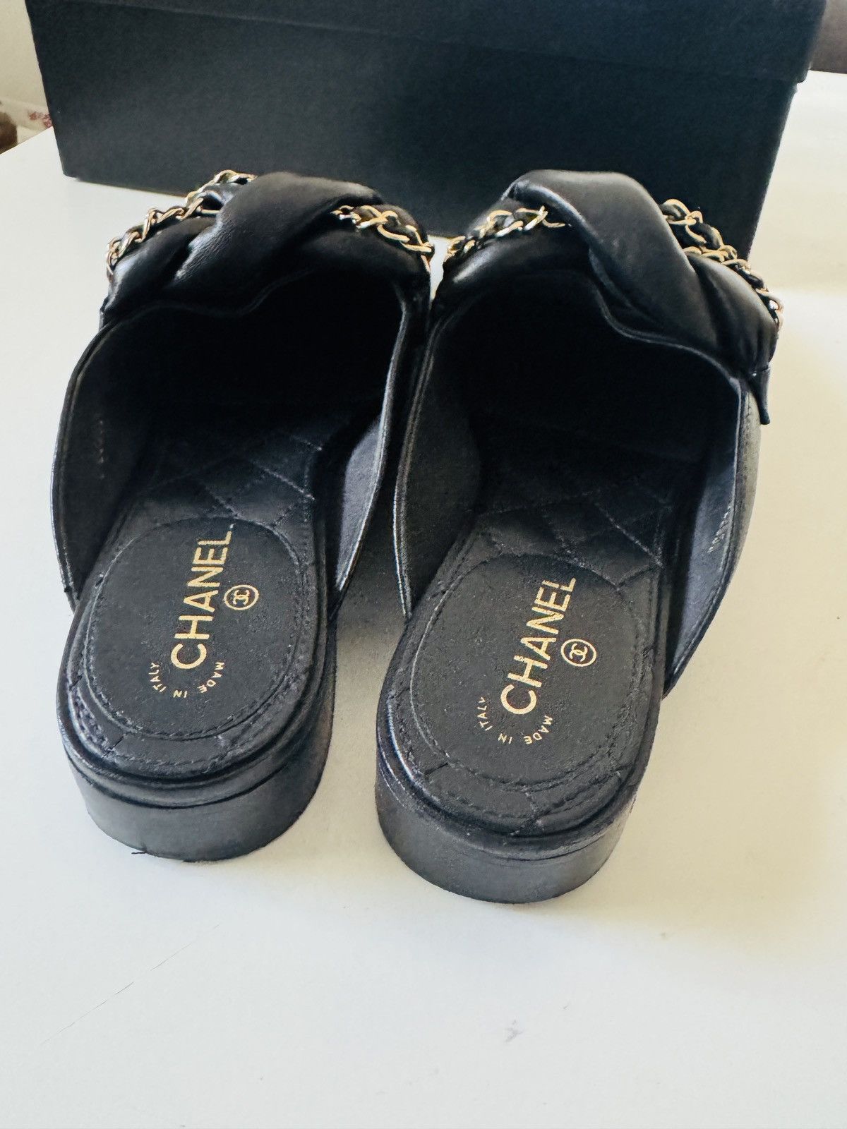 Chanel Authentic CHANEL Lambskin Chain Braided Mules quilted shoes Size US 7 / IT 37 - 12 Thumbnail