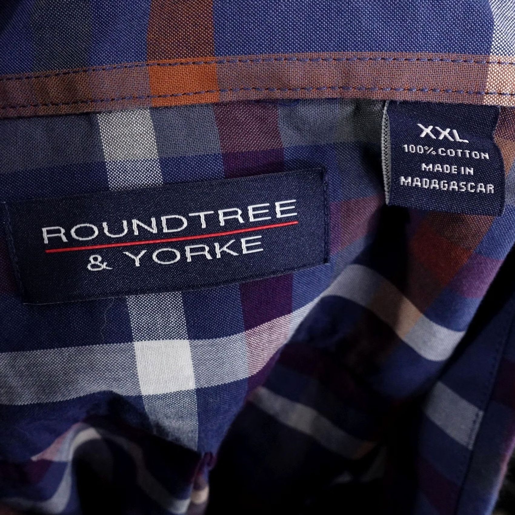 Roundtree & Yorke Roundtree & Yorke Shirt Mens 2XL Blue Plaid Long Sleeve Button-Up Pocket Cotton Size US XXL / EU 58 / 5 - 5 Thumbnail
