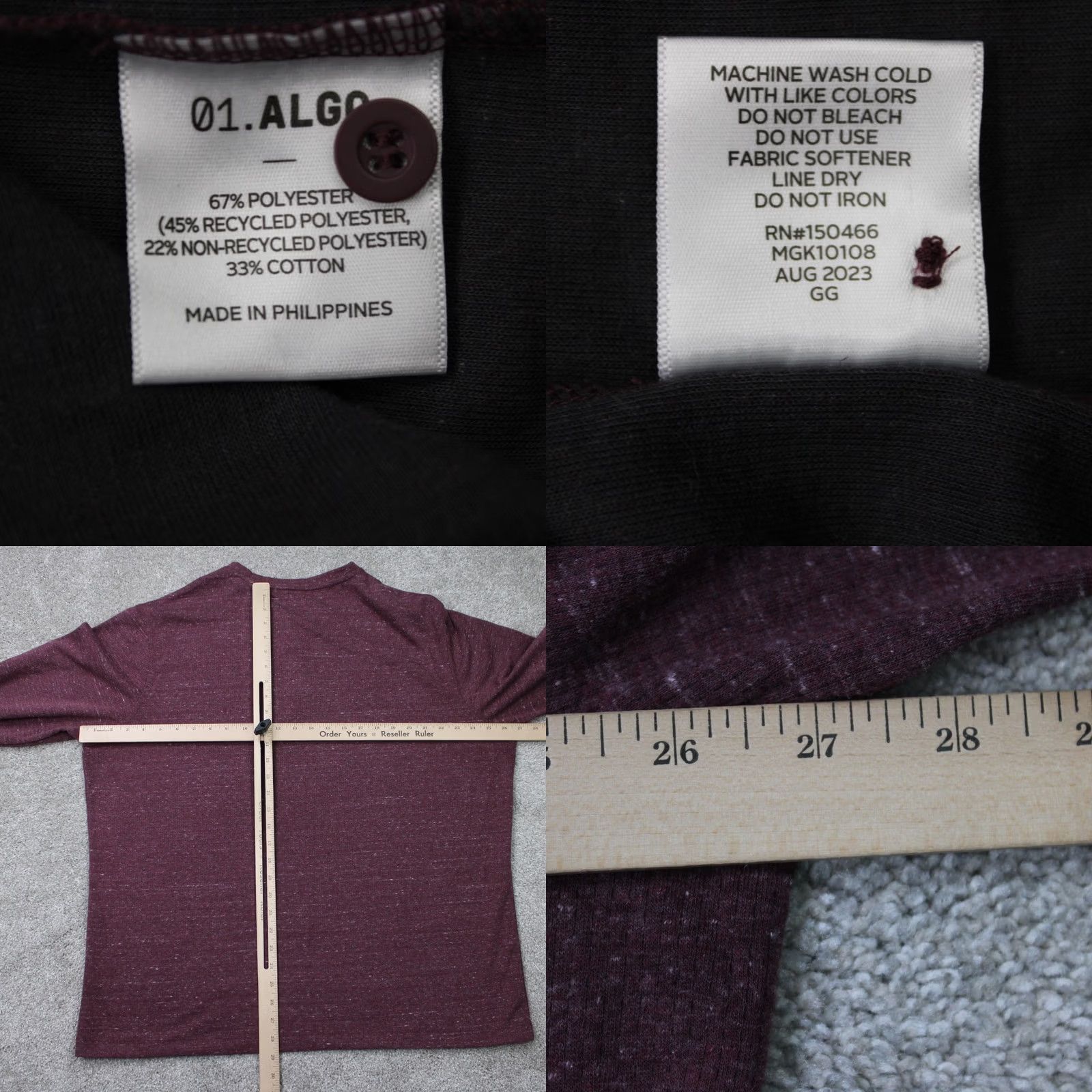 Vintage 01. Algo Red Performance Henley Shirt Mens 2XL 2XL Quick Dry Long Sleeve Size US XXL / EU 58 / 5 - 8 Thumbnail