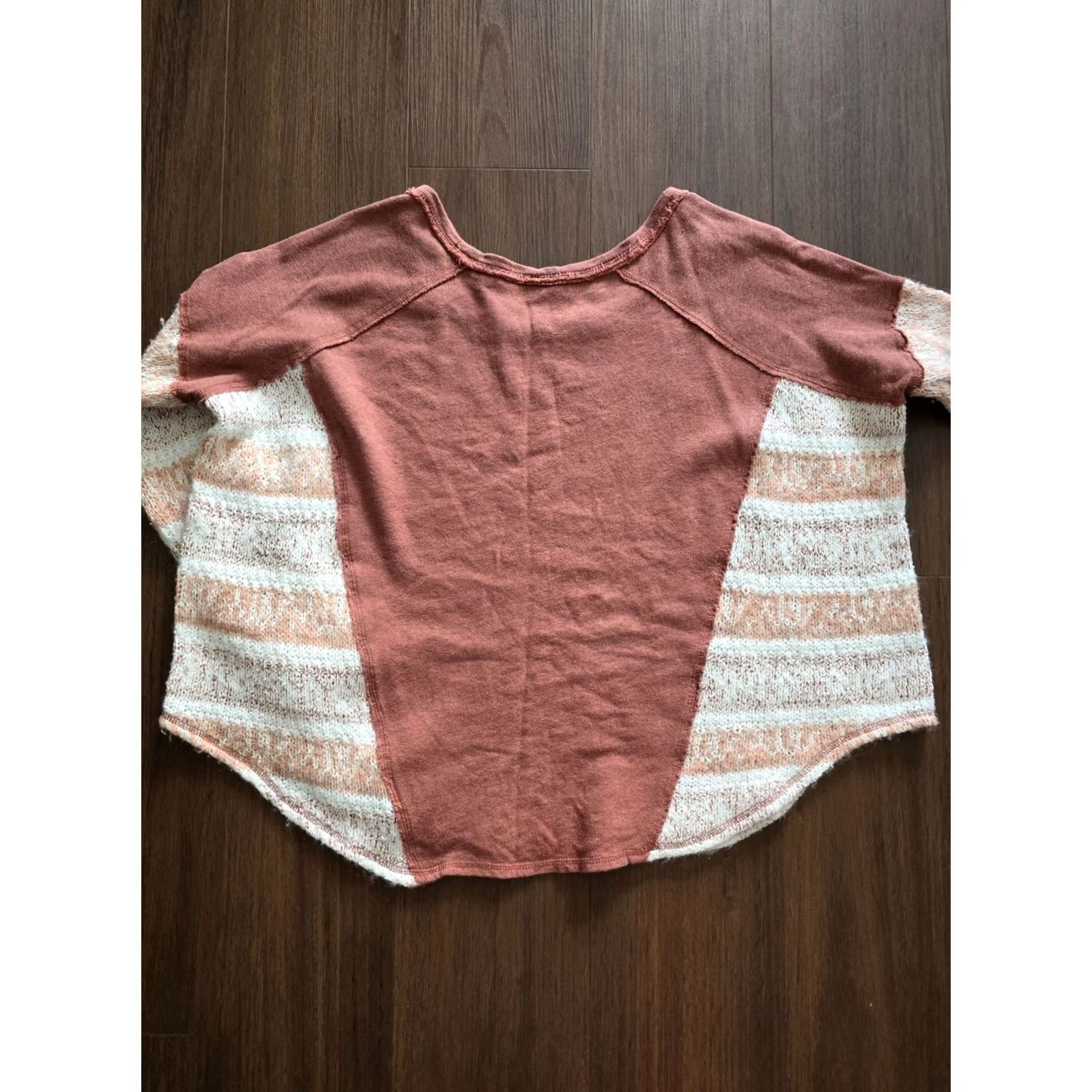 Free People Free People Oversized Knit Sweater Women's Medium Burnt Orange Two Tone Bohemian Knit Pullover Long Sleeve Casual Size M / US 6-8 / IT 42-44 - 5 Thumbnail