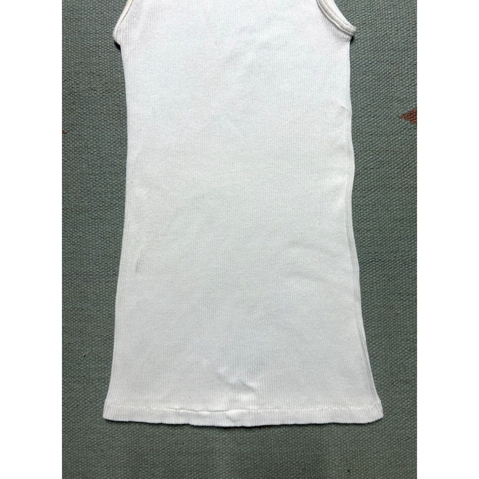 Hanes VINTAGE Hanes ribbed tank top beater shirt Beach Sleeveless Medium Shirt Mens White Cotton T-Shirt Size US M / EU 48-50 / 2 - 2 Thumbnail