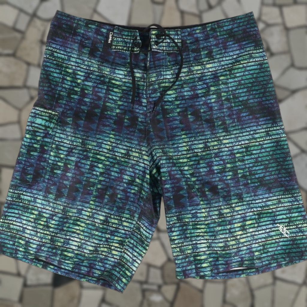 Vintage Da Hui 23" Board Polyester Microfiber Swimming Shorts Green Patterned Men's 36 Shorts Size US 36 / EU 52 - 1 Thumbnail