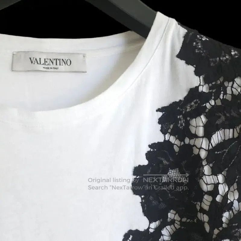 Valentino Valentino Short Sleeve Cotton Tee with Lace Detail . Size M / US 6-8 / IT 42-44 - 2 Thumbnail