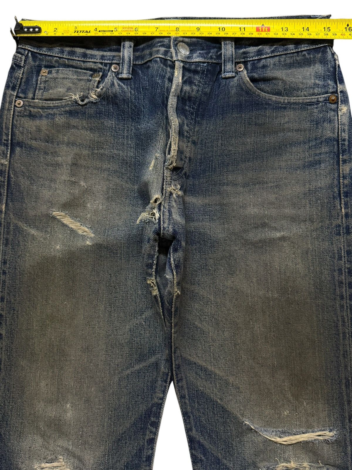 Blue Blue Japan Vintage 90s Japan Blue Corn Selvedge Mud Wash Distressed Size US 30 / EU 46 - 11 Thumbnail