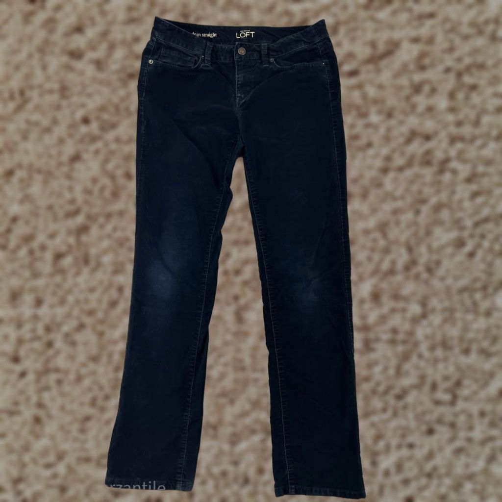 Ann Taylor Ann Taylor LOFT Pants Womens 1P Black Corduroy Straight Low Rise Petite 29W 27in Inseam Men? Women. Size 25" / US 0 / IT 36 - 1 Thumbnail